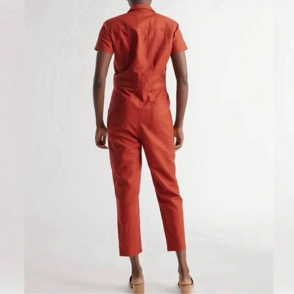 Quince Orange Short-Sleeve Utility Jumpsuit - Picture 3 of 4